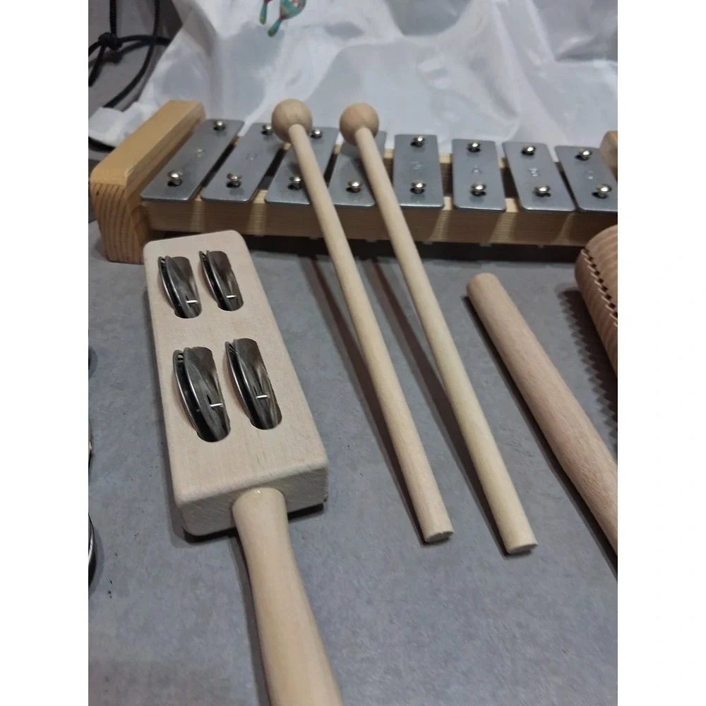 Musical Instruments Set, 15PCS Natural Wooden Percussion Tambourine Maracas B...
